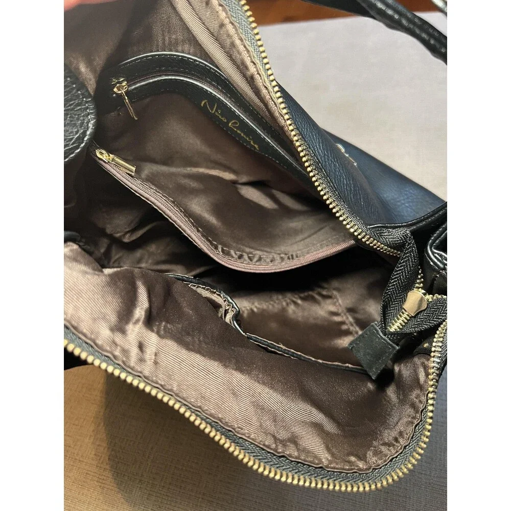 Nico Louise Shoulder Bag Womens One Size Black Hobo Pebbled Suede Gold Hardware
